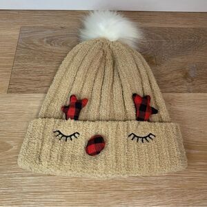 NWOT Claire’s Reindeer Soft Beanie Hat
